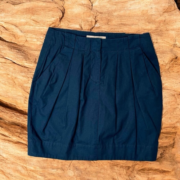 See by Chloé Navy Blue 100% Cotton Pleated Mini Skirt Size 2 Made in Italy - Picture 7 of 13